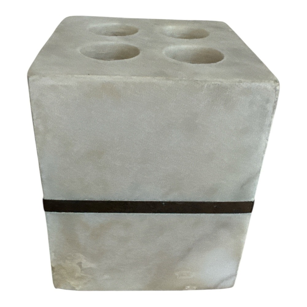 Project 62 White Marble & Gold Band Toothbrush Holder Bathroom Organizer Vanity